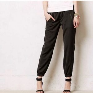 Anthropologie Marrakech Black Jogger Pants Pull-On Elastic Waist $178